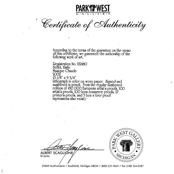 "Musique Chaude" by Emile Bellet Lithograph - Picture 7 of 8